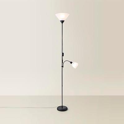MiniSun Modern Gloss Black 2 Way Floor Lamp Mother Father Child