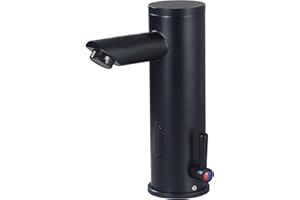 HHOOMMEE Matte Black Single Lever Touchless Bathroom Faucet Automatic Motion Sensor Basin Mixer Tap Battery Power