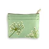 Zip Wallet - Embroidered Dandelion (Deep Sea - Bronze)