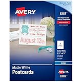 Avery Postcards for Inkjet Printers, Matte, 5.5 x 4.25 Inches, White, Box of 200 (08387)