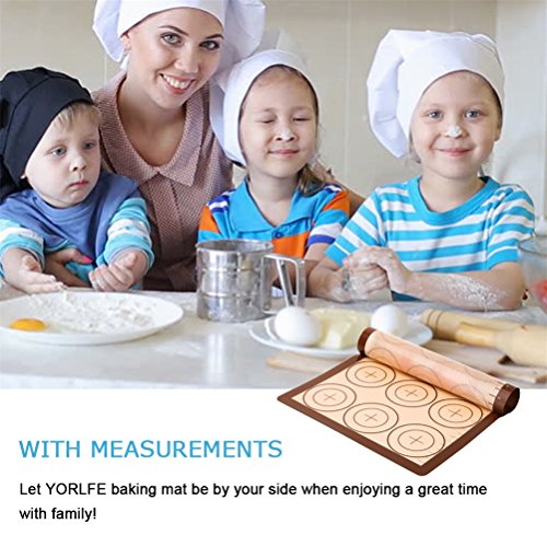 Silicone Baking Mat Set - 2 Pack Non-Stick Silicon Liner for Bake Pans & Rolling with Measurements, Heat Resistant Cookie Sheets for Macaroon/Pastry/Cookie (16" x 11.5", Brown) - Thumbnail 6