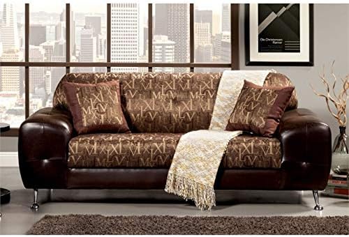 Amazon Com Furniture Of America Cowell Leather Sofa In Gold