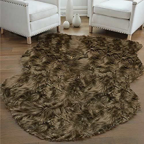 Gorilla Grip Fluffy Faux Fur Sheep Rug, 5x7, Machine Washable Soft