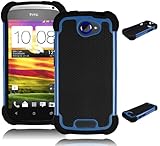 Bastex Double Layer Hard Hybrid Gel Case / Cover for HTC One S - Black & Blue