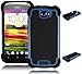 Bastex Double Layer Hard Hybrid Gel Case / Cover for HTC One S - Black & Blue