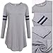 Womens Plus Size Workout Striped Baseball T-Shirt Loose Long Blouse TopGray XL