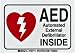 Brady 102714 3-1/2" Width x 5" Height B-302 Polyester, Red and Black on White AED Label, Legend "AED Automated External Defibrillator" primary