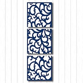 NWT Canvas Wall Art Blue Flowers Pattern Painting...