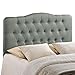 Modway Annabel Tufted Button Linen Fabric Upholstered Full Headboard in Gray