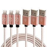 Aonsen 3Pack 10FT Charging Cable Cord Nylon Braided 8 Pin to USB Lightning Cable Charger Cord for iPhone 7/SE/5/5s/6/6s/6 Plus,iPad Air/Mini,iPod,Compatible with iOS10(Rose-Gold)