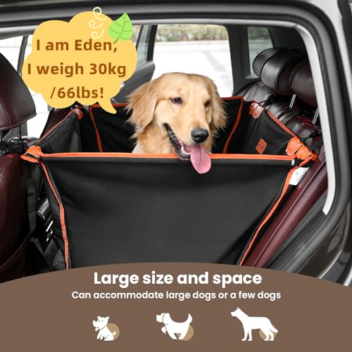 Pecute Car Seat for Large Dog, Pet Car Seat Protector with Safety Belt Extra Space, Waterproof Car Seat Cover Suitable for Back Seats