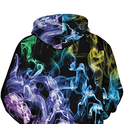 Jessie storee Helloween Hooded Sweatshirt Skeleton Smoke Print Pullover Hoodie Women Men Couples Unisex Horror Terror Sweatshirts Clothing Large Size Sweater Loose Baseball Uniform Tide,Black,XL