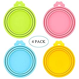IVIA Pet Food Can Lids, Universal BPA Free Silicone Can Lids Covers for Dog and Cat Food, One Can Cap Fit Most Standard Size Canned Dog Cat Food
