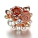 Yoursfs Retro Vintage 18K Rose Gold Plated Double Rose Flower Crystal & Pearl Band Ring