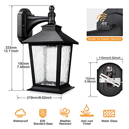 WENFENG Dusk to Dawn Outdoor Light Fixtures Wall Mount, 14' High