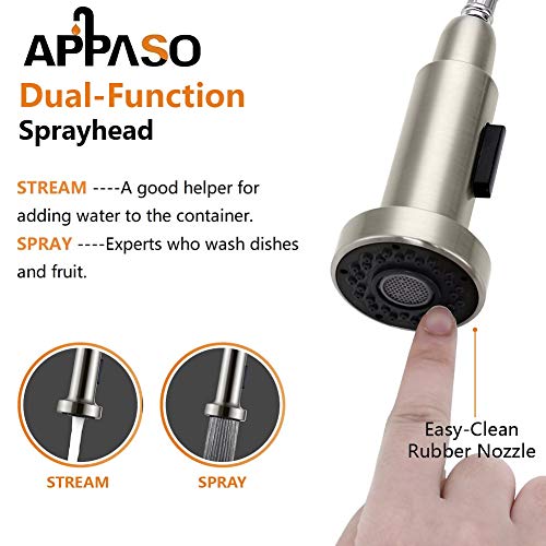 APPASO Commercial Kitchen Faucet Pull Down Sprayer Stainless Steel