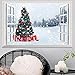 Highpot 3D Fake Windows Wall Stickers Removable Faux Windows Wall Decal Christmas Wall Sticker (B)