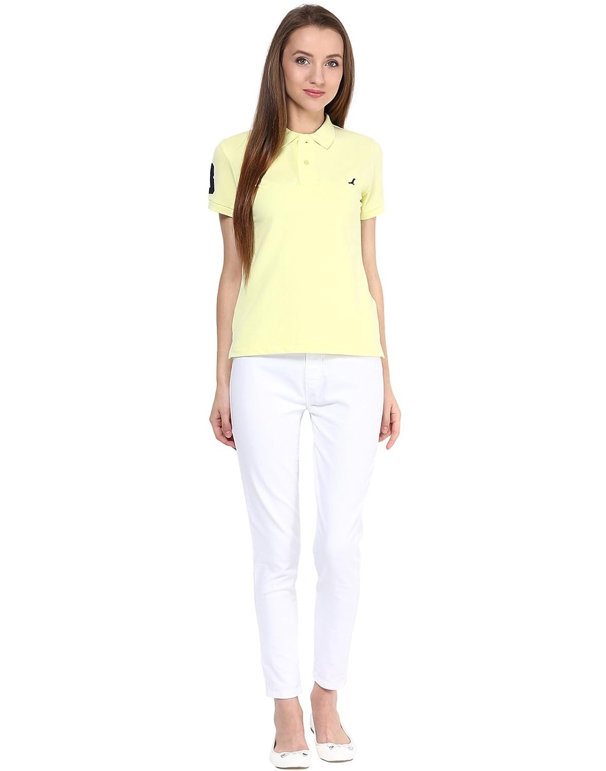 american crew women's lycra blended cotton-poly polo t-shirt