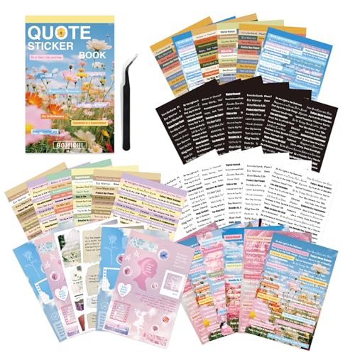 Bomichi Quote Stickers for Journaling, 48 Sheets 2800Pcs+ Word Motivational Inspirational Small Talk Stickers for Scrapbook Junk Journal Bullet Journal DIY Craft Card Making