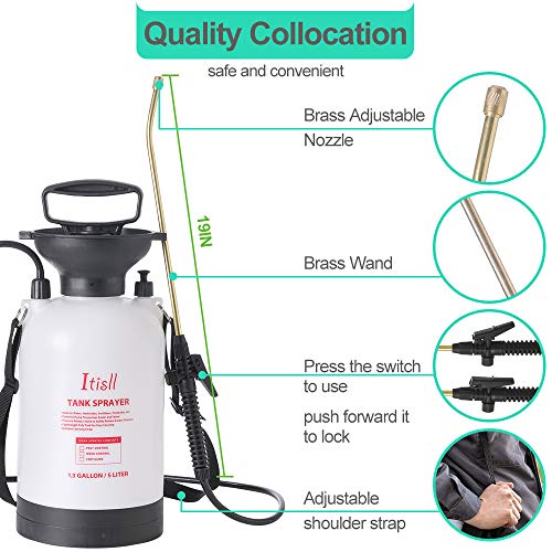 Itisll Portable Garden Pump Sprayer Brass Wand Shoulder Strap for Yard