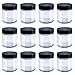 12 pack 4oz 120 ml Empty Clear Glass Cosmetics Jars bottles with White Inner Liners and black Lids.Glass Round Jars Prefect for Cosmetics and Face cream Lotion.