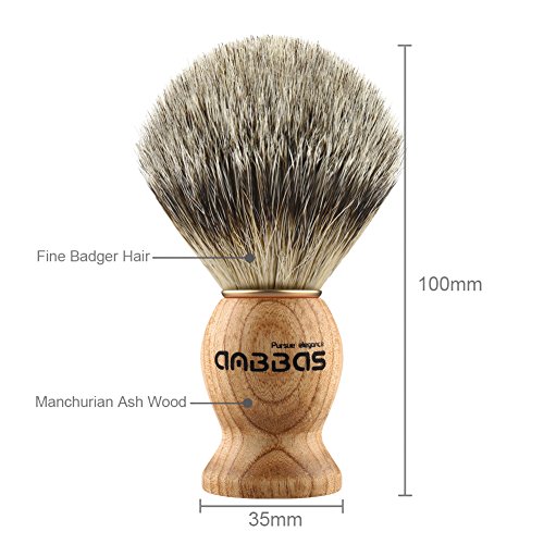 Shaving Brush, Handmade Pure Badger Hair Brush with Natural Manchurian Ash Wood Handle for Men Traditional Wet Shaving - Thumbnail 3
