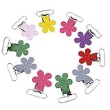 10Pcs Mini Plum Shape Suspender Pacifier Braces Clip Holder for Baby Decorative Metal Pacifier Clip Holder Multi-Color