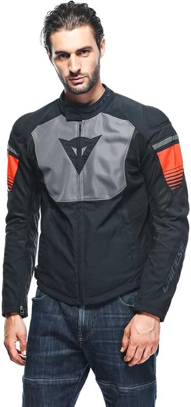 - Air Fast Tex Jacket, Veste De Moto D'Été, Tissu Quickdry, Protections Souples Aux Épaules Et Aux Coudes, Veste Moto Pour Hommes, Noir/Gris/Rouge Fluo, 44