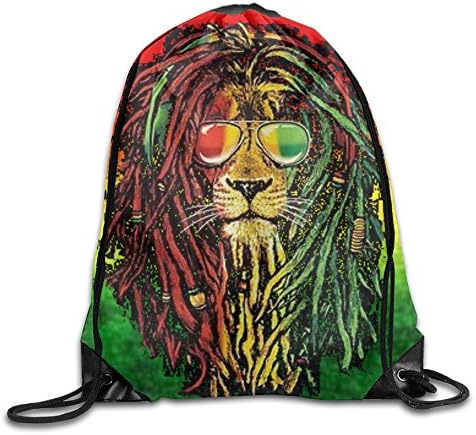 Rasta Lion Cool Unisex Drawstring Backpack Travel Sports Bag Drawstring Beam Port Backpack.