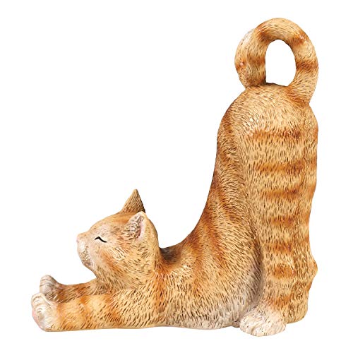 What On Earth Cat Mobile Phone Holder - Sculpted Resin Kitty Shaped Cellphone Stand - 6" L - Orange Tabby Cat