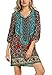 Women Bohemian Neck Tie Vintage Printed Ethnic Style Summer Shift Dress (Large, Pattern 8)