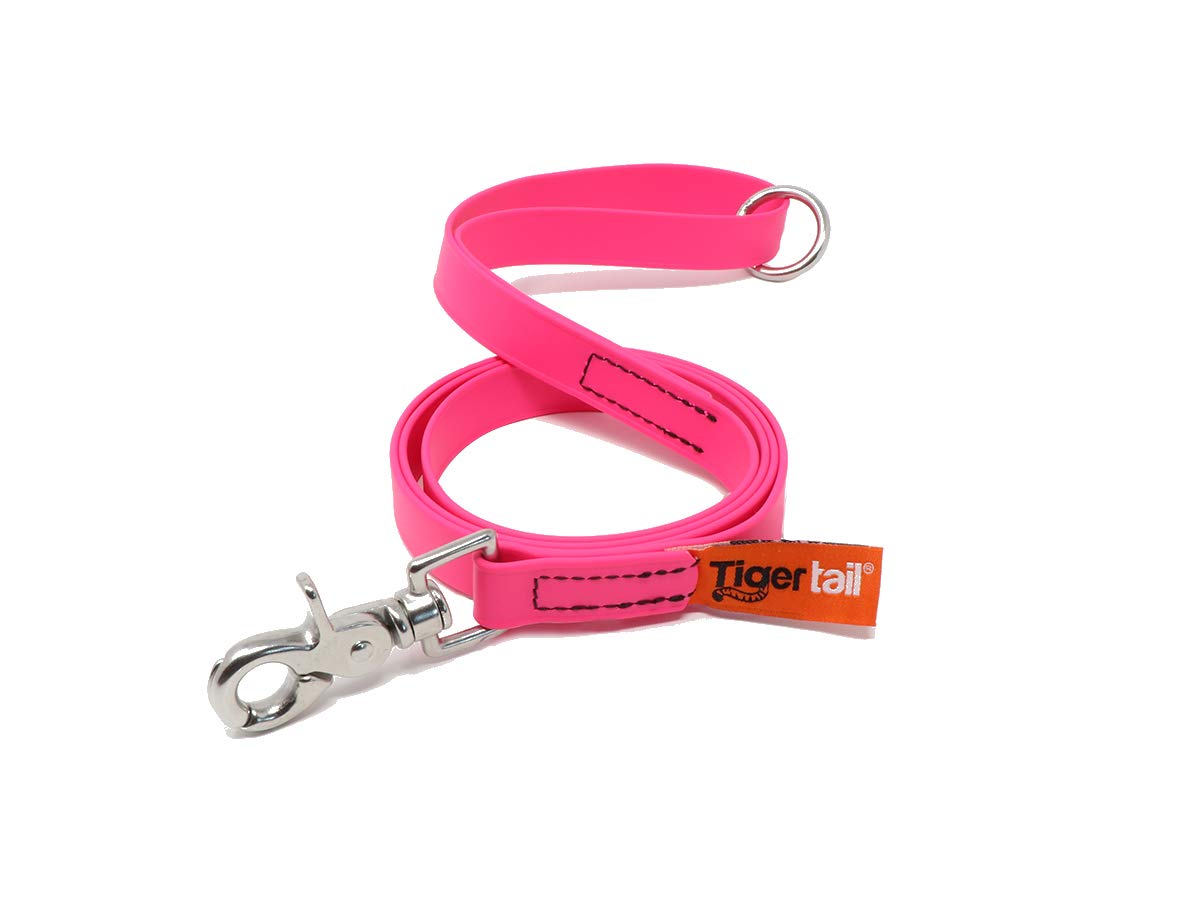 Tiger Tail 4FT Pink Premium Coated Nylon Dog Leash for Large Medium & Small Dogs - Waterproof and Odor Proof, Alternative-Leather Lead | Pink, 4ft