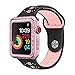 GHIJKL Sports Band Compatible for Apple Watch 38mm 42mm, Soft Silicone Replacement iWatch Wristband Apple Watch Sport, Series 1, 2, 3, 4 Black/Pink with Case-38mm