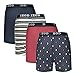 IZOD Mens Cotton Knit Boxers 4-Pack, Navy/Grey Stripe/Red, Medium
