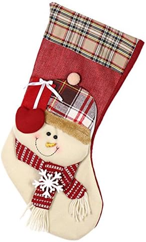 Christmas Socks Stockings Decorations Bottle Sleeve XMAS Gift Bag Plush 3D Santa Claus Elf Snowman Elk For Kids Hold Gift Canvas Materia Home Decor (C2)