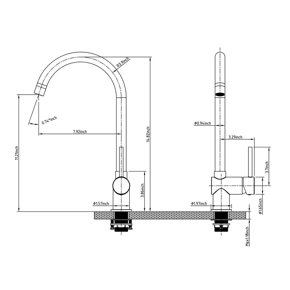 Sontiy Kitchen Faucet Lead free Brass Kitchen Faucet Single Handle Kitchen Sink Faucet 360 Degree Swivel Good Valued Modern Hot & Cold Faucet Mixer 5 YEARS WARRANTY Brushed Nickel