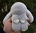 Genuine Rex Rabbit Fur Charm Bunny Rabbit Plush Toy Handmade Cute Fluffy Real Fur Keychain Cell Phone Charm, 6-Inch Tall (light grey)