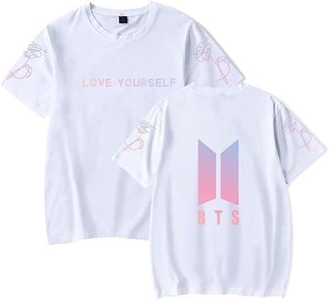 Amazon J Y Bts 防弾少年団 バンタン Tシャツ 半袖 コットン クルーネック 薄手 Love Yourself スペシャル 応援服 グッズ 韓流 カジュアル 男女兼用 全4色 L ホワイト アイドル 芸能人グッズ 通販