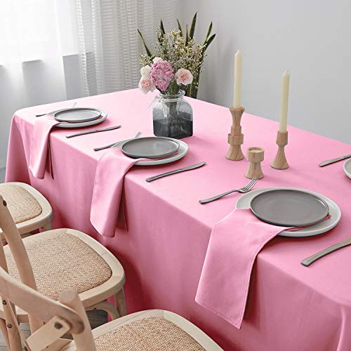 VEEYOO Cloth Napkins - Set of 12 Pieces 17 x 17 Inch Solid Polyester Table Napkins - Soft Washable and Reusable Dinner Napkin for Weddings, Parties, Restaurant (Pink Napkins Cloth)