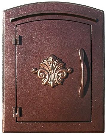 Qualarc MAN-S-1401-AC Manchester Security Drop Chute Mailbox with "Decorative Scroll Logo" Faceplate in Antique Copper by Qualarc