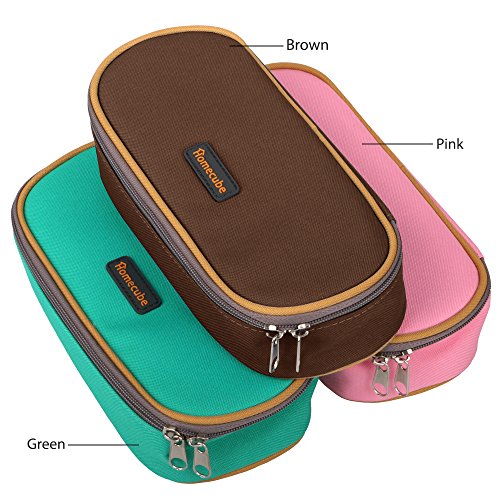 Pencil Case, Homecube Big Capacity Pen Bag Makeup Pouch Durable Students Stationery With Double Zipper, Coffee - Thumbnail 5