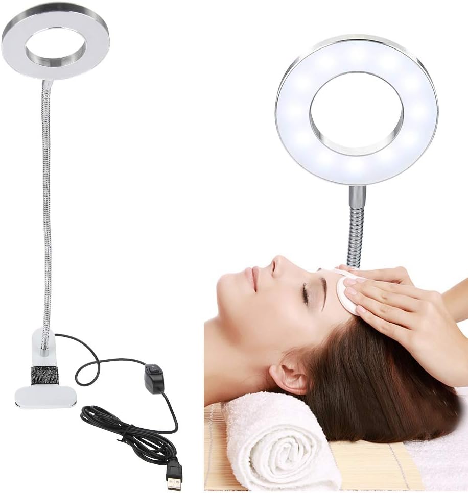 ZJchao Beauty Lamp Makeup Tattoo LED Lamp, USB Salon Desktop Light with Clip, Cold and Warm Light