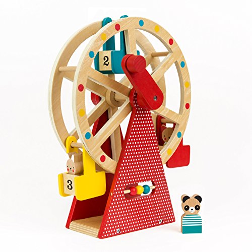 Petit Collage Ferris Wheel Carnival Wooden Toy with 3 Animal Characters