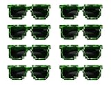 8-Bit Pixelated Sunglasses Birthday Party Favors (8 Pack) - Party Bag Fillers for Miner Themed Parties