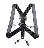 JIERKU Mens Suspenders Wide Leather Suspenders Y Clip Suspenders for Men