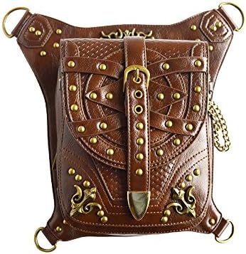Steampunk Motorcycle Waist Bags Women 2017 Vintage Retro Rock Leather Messenger Bags