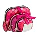 Adrienne Vittadini Cosmetic Makeup Bags: Compact Travel Toiletry Bag Set in Small, Medium and Large for Women and Girls - Black and Pink Hex