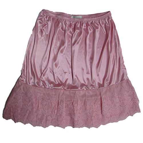 Melody Womens Lace Extender Slip Skirt Half Slip (Medium, Pink)