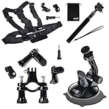 EEEKit 4 in 1 Starter Kit for Kodak PixPro SP1/SP360,Chest Body Harness/Car Dashboard Windshield/Bike Handlebar Mount and Monopod Selfie Stick Pole