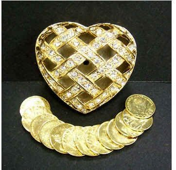 Elegant Wedding Heart Shaped Ceremonial Style Gold Arra 13 Gold Coins Included Boxed in Elegant Gift Box